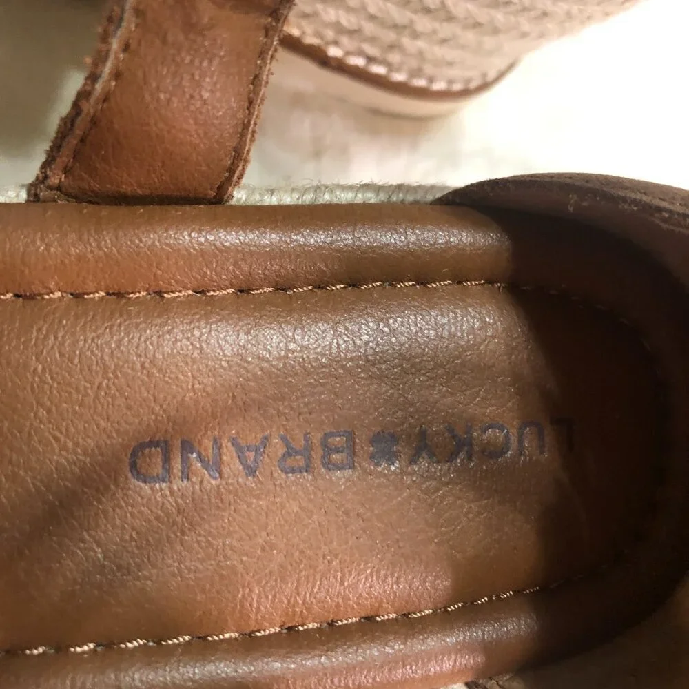 Lucky Brand brand new leather Carolina strappy espadrille wedge sandals 9.5 - Picture 9 of 9